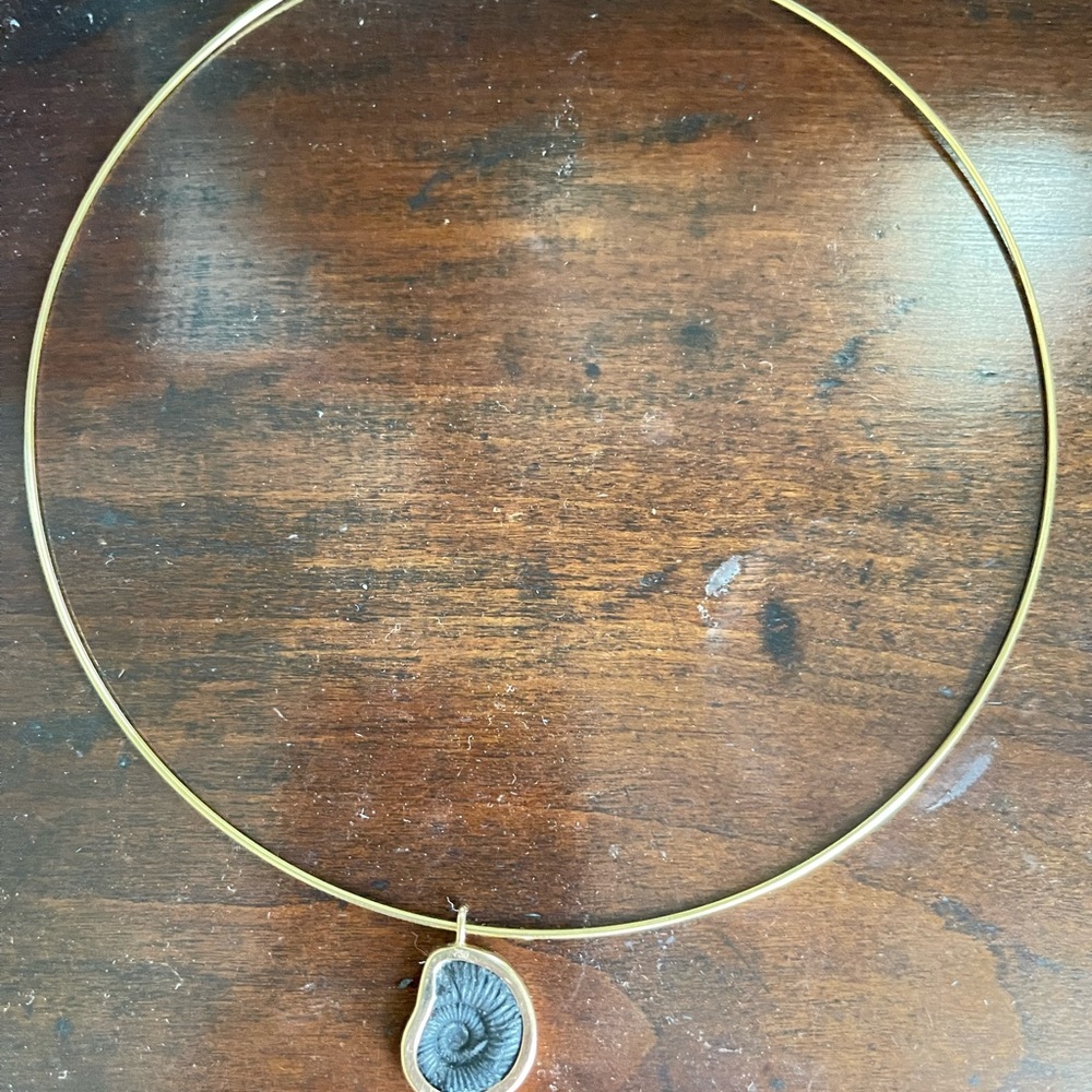 Dezso black onyx and gold shell pendant with 18kt gold wire.